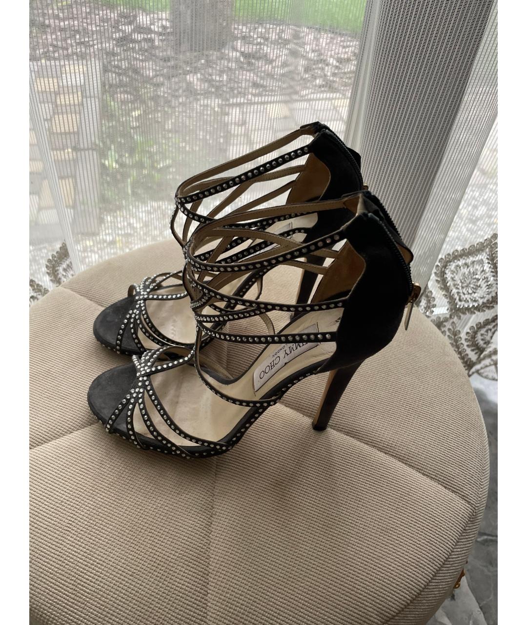 JIMMY CHOO Серые замшевые босоножки, фото 5