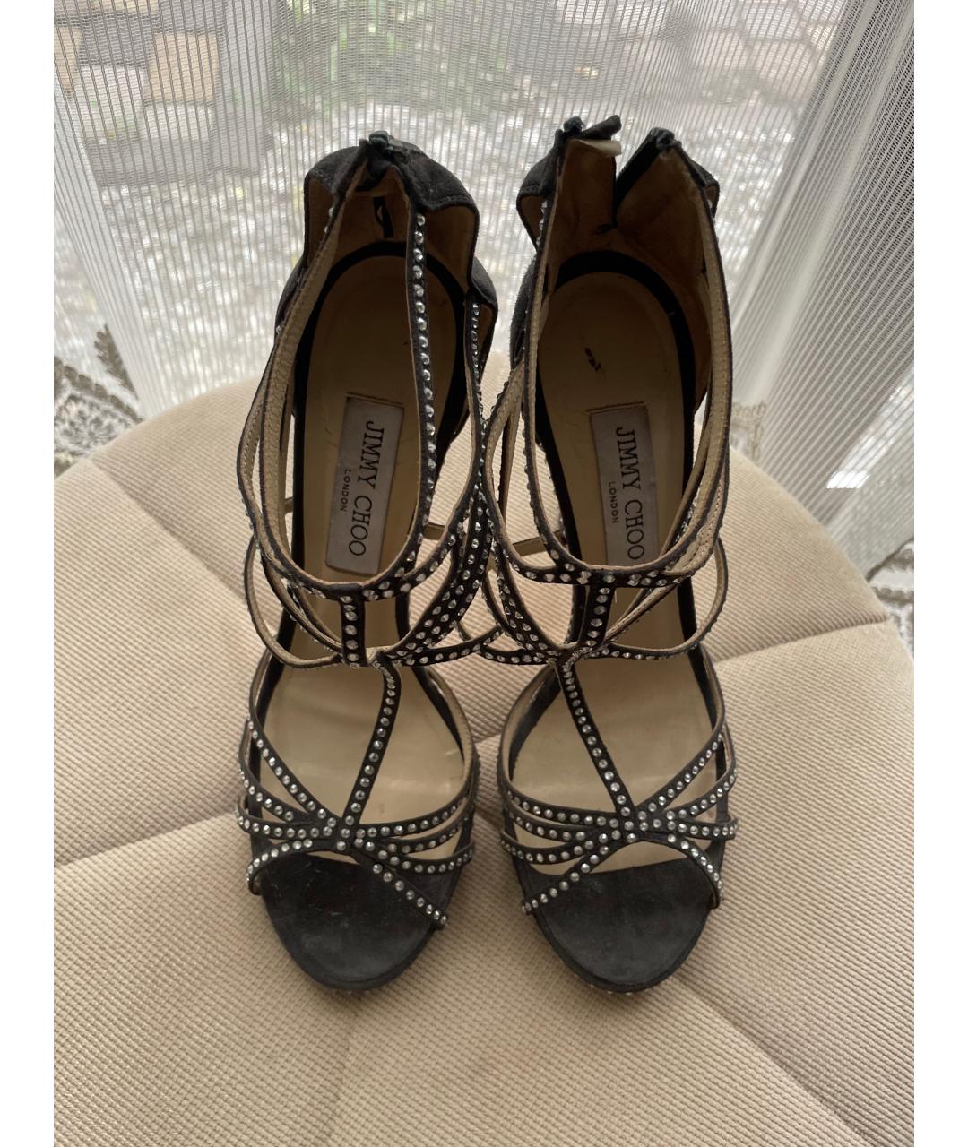 JIMMY CHOO Серые замшевые босоножки, фото 3