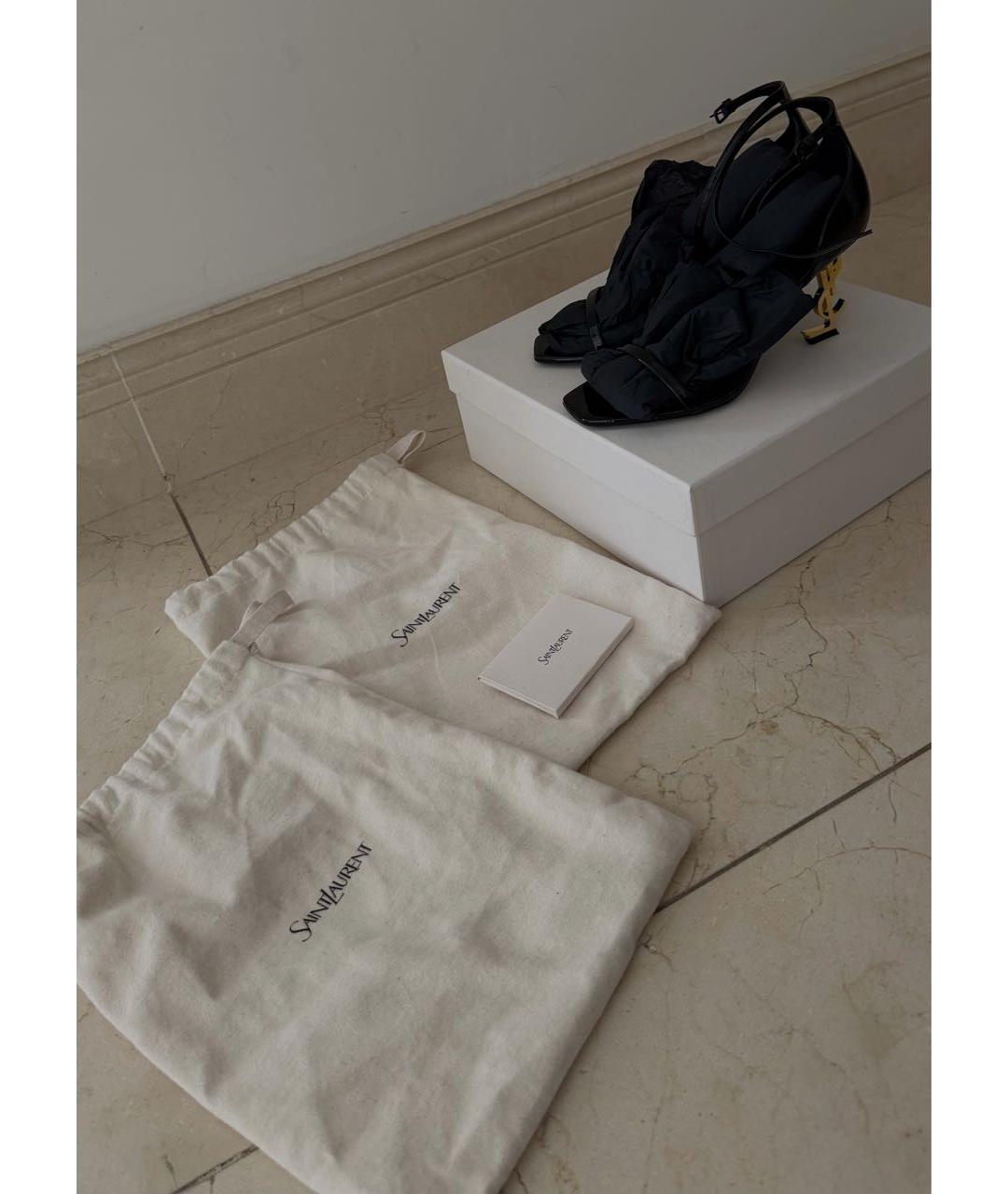 SAINT LAURENT Черные босоножки из лакированной кожи, фото 5