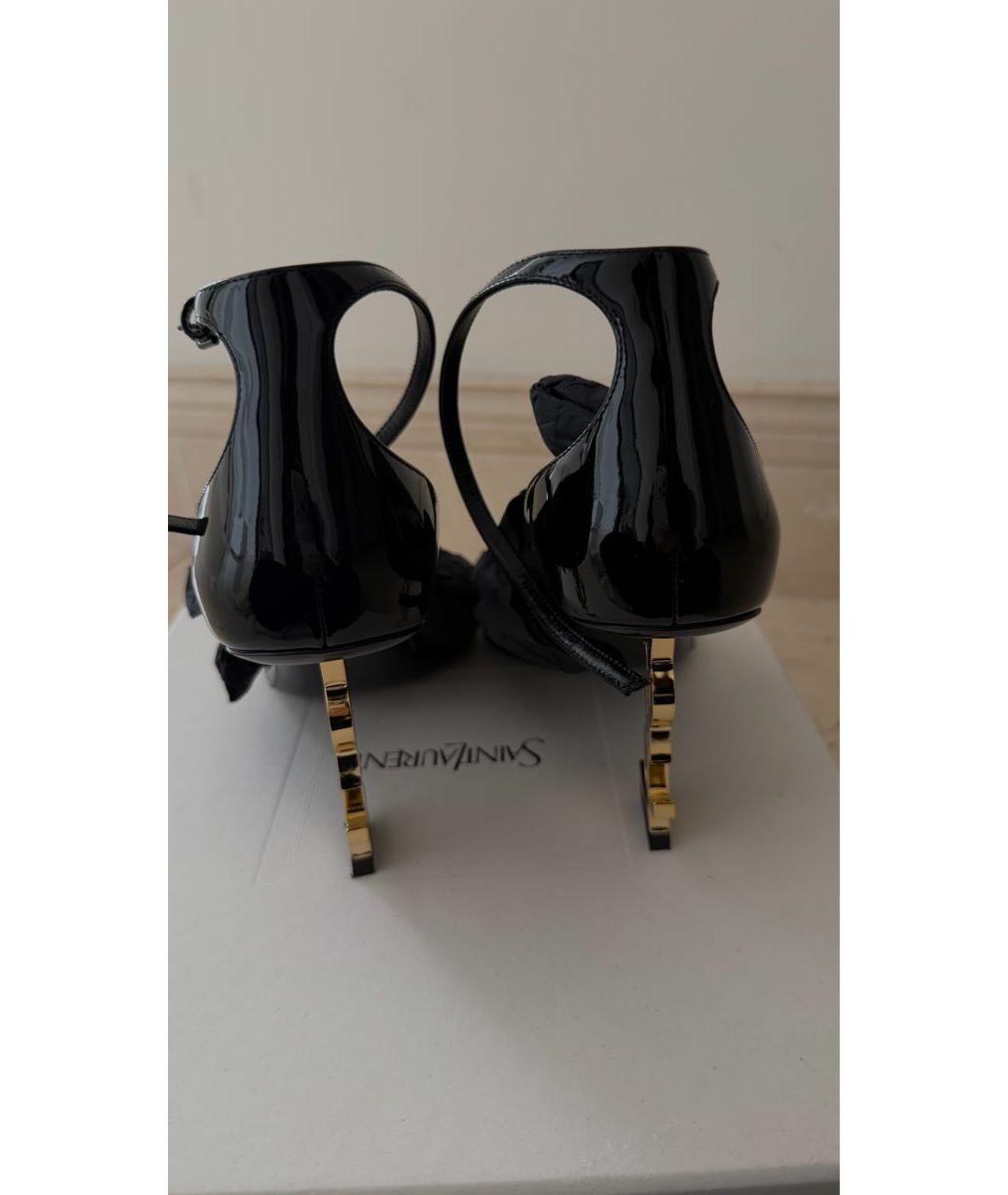 SAINT LAURENT Черные босоножки из лакированной кожи, фото 4