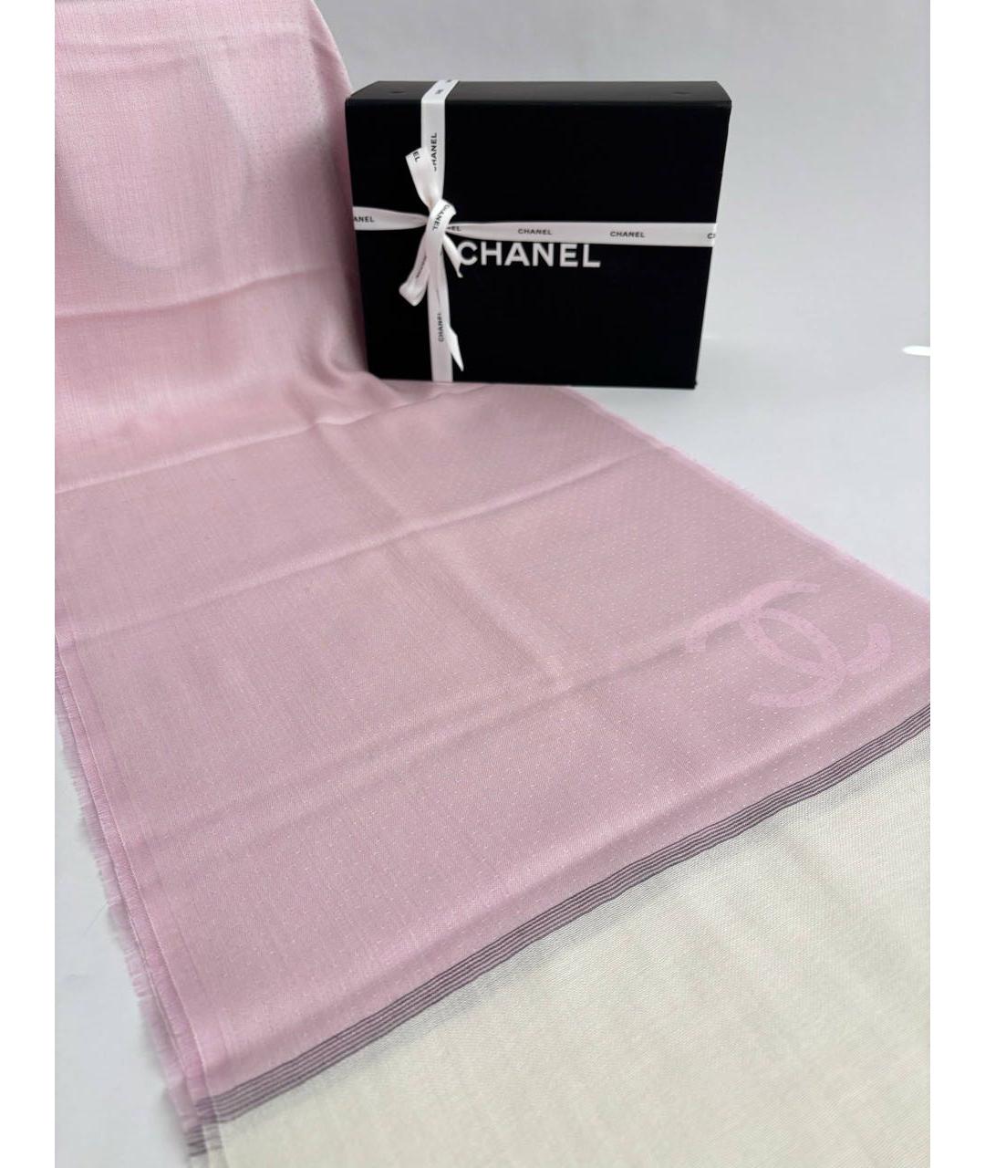 CHANEL Розовый кашемировый шарф, фото 7