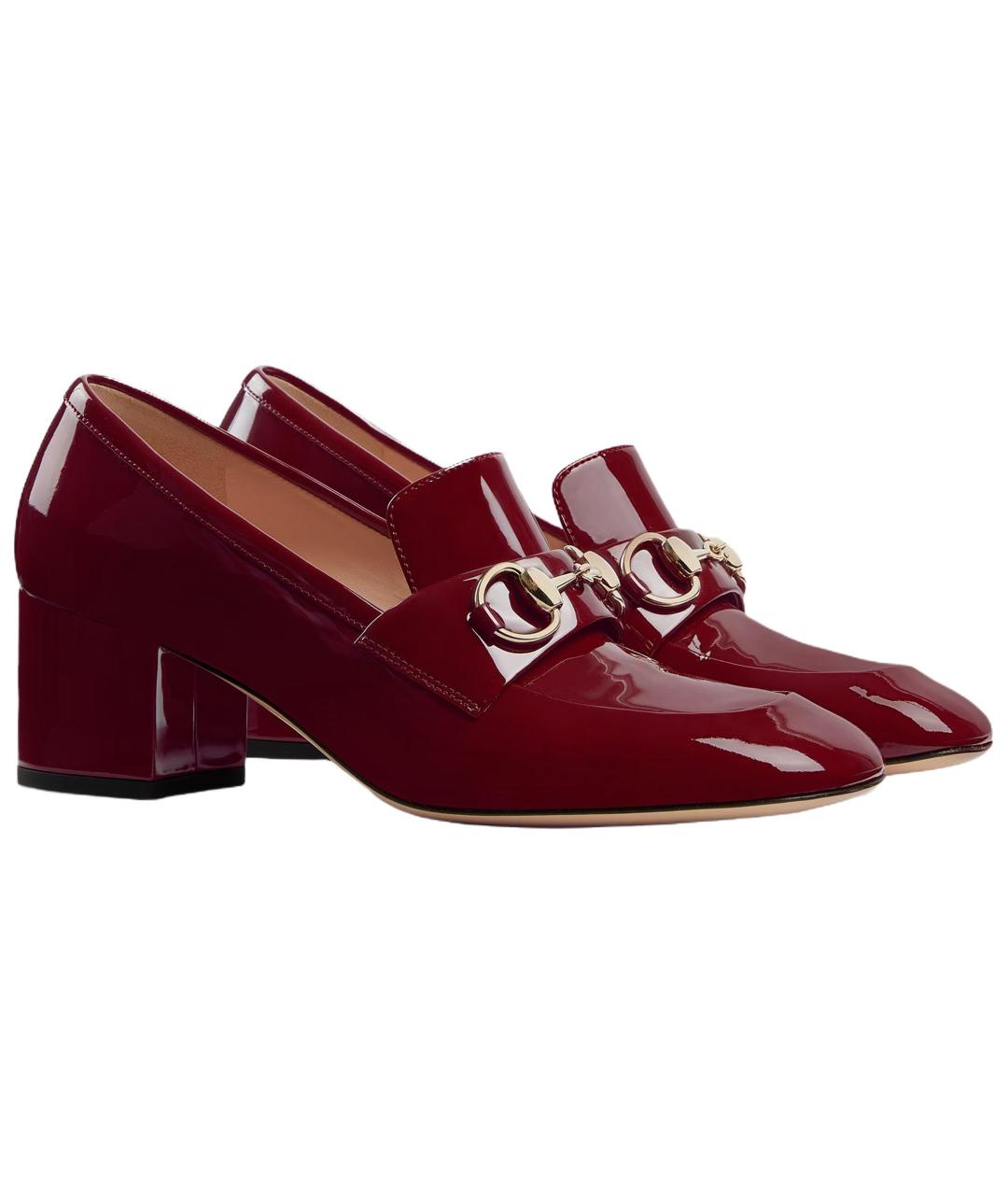 GUCCI Бордовые туфли из лакированной кожи, фото 3