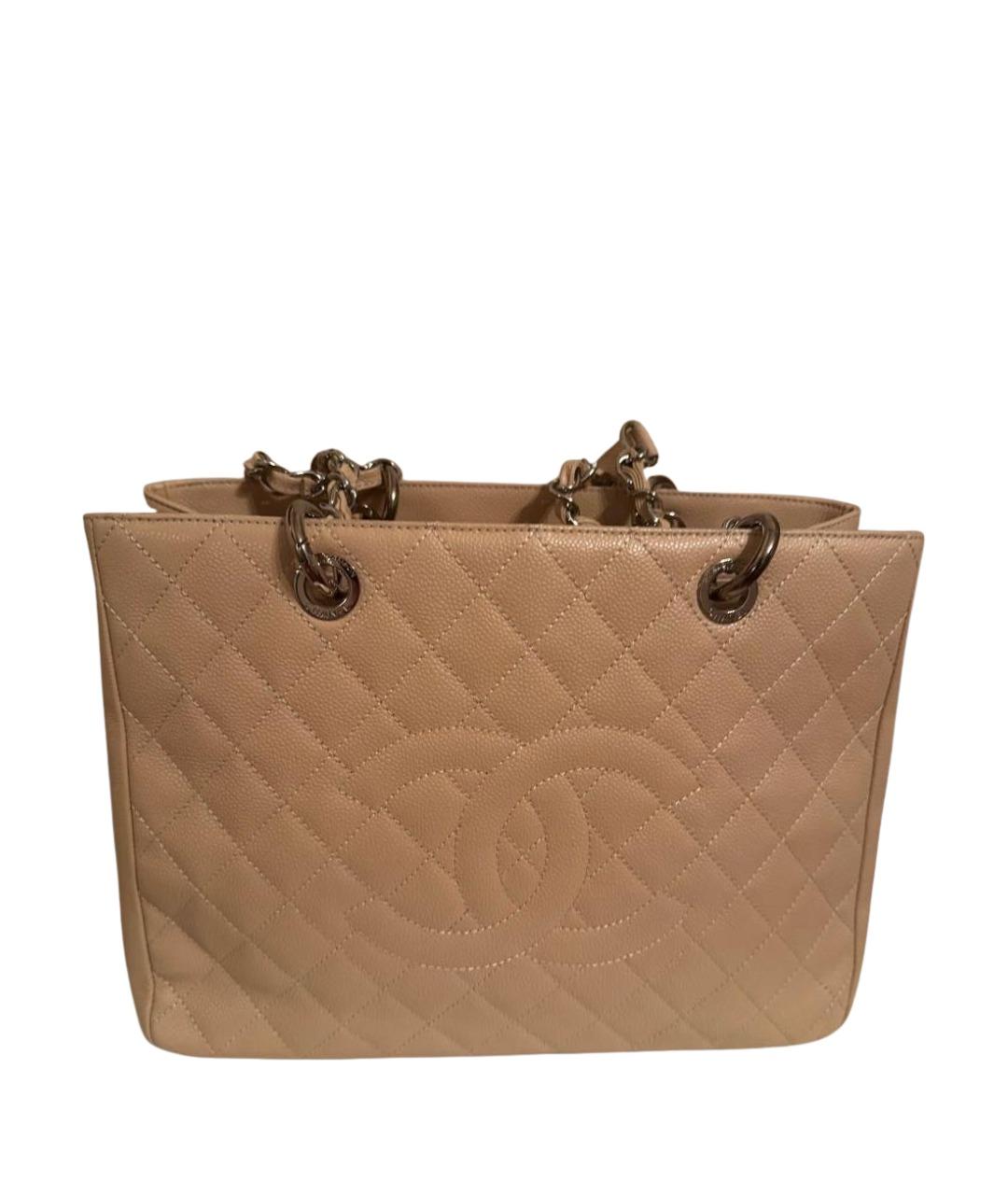 CHANEL Бежевая кожаная сумка тоут, фото 1