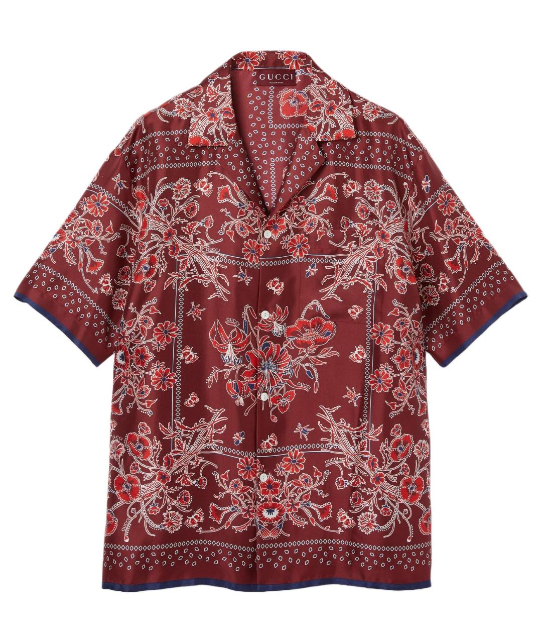 GUCCI Красная шелковая кэжуал рубашка, фото 1