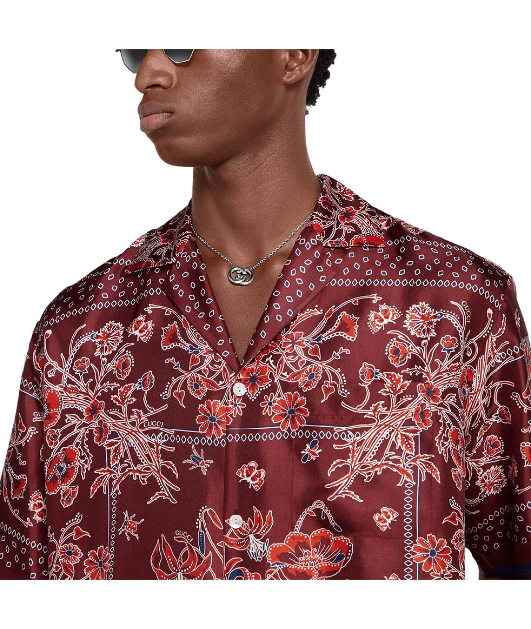 GUCCI Красная шелковая кэжуал рубашка, фото 5