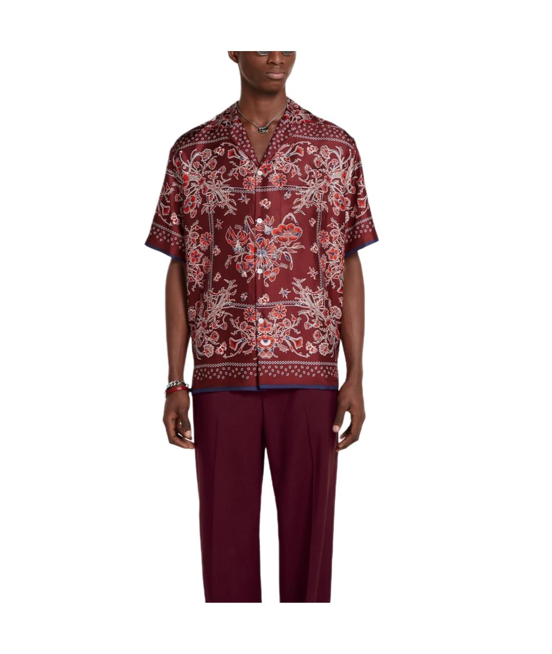 GUCCI Красная шелковая кэжуал рубашка, фото 3