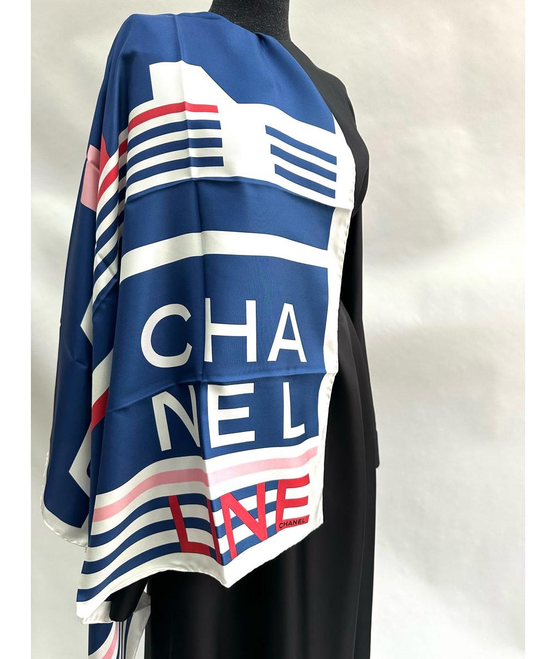 CHANEL Синий шелковый платок, фото 5