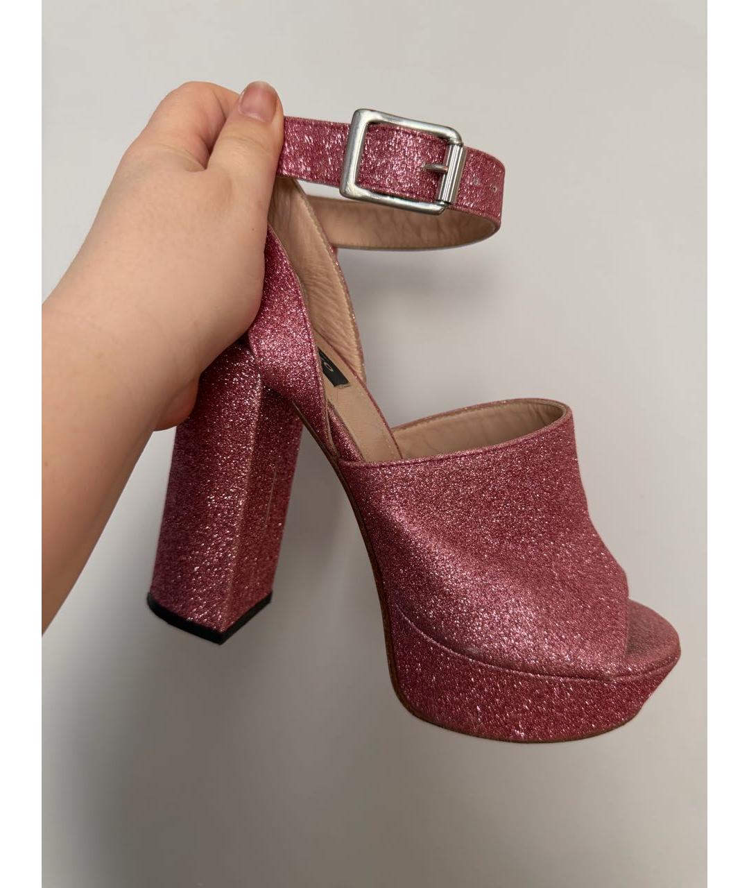 PINKO Розовые текстильные босоножки, фото 4