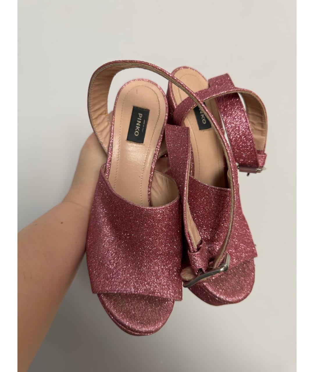 PINKO Розовые текстильные босоножки, фото 2