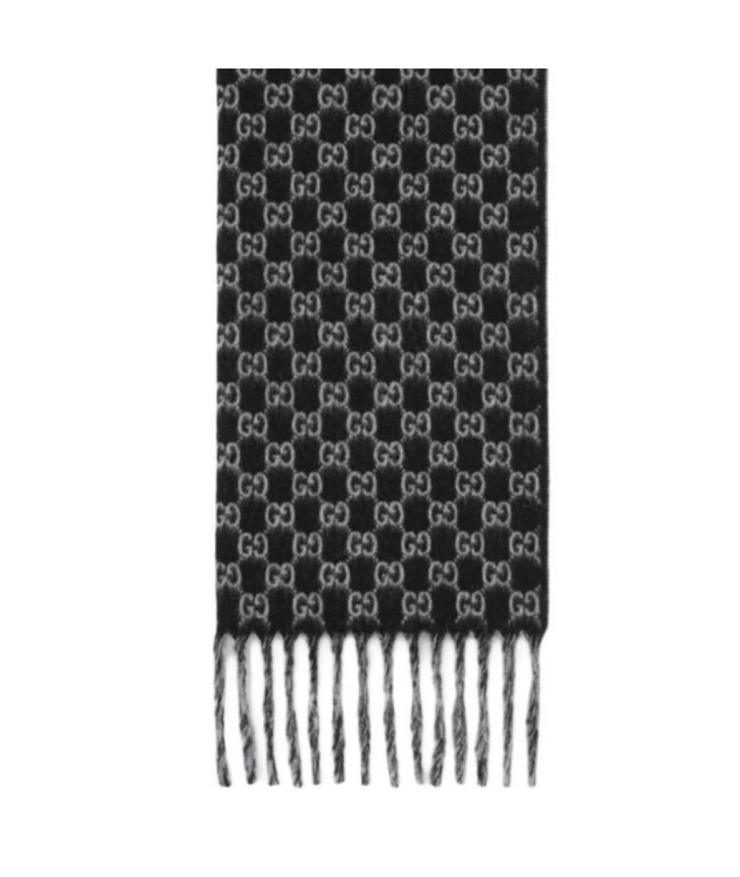 GUCCI Черный кашемировый шарф, фото 3