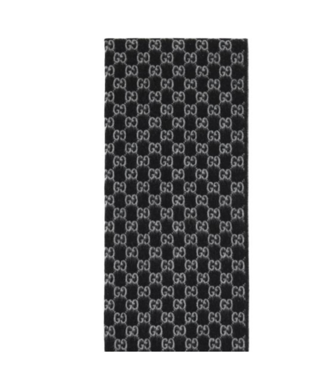 GUCCI Черный кашемировый шарф, фото 4