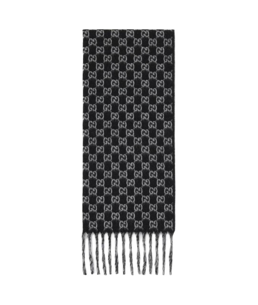 GUCCI Черный кашемировый шарф, фото 1