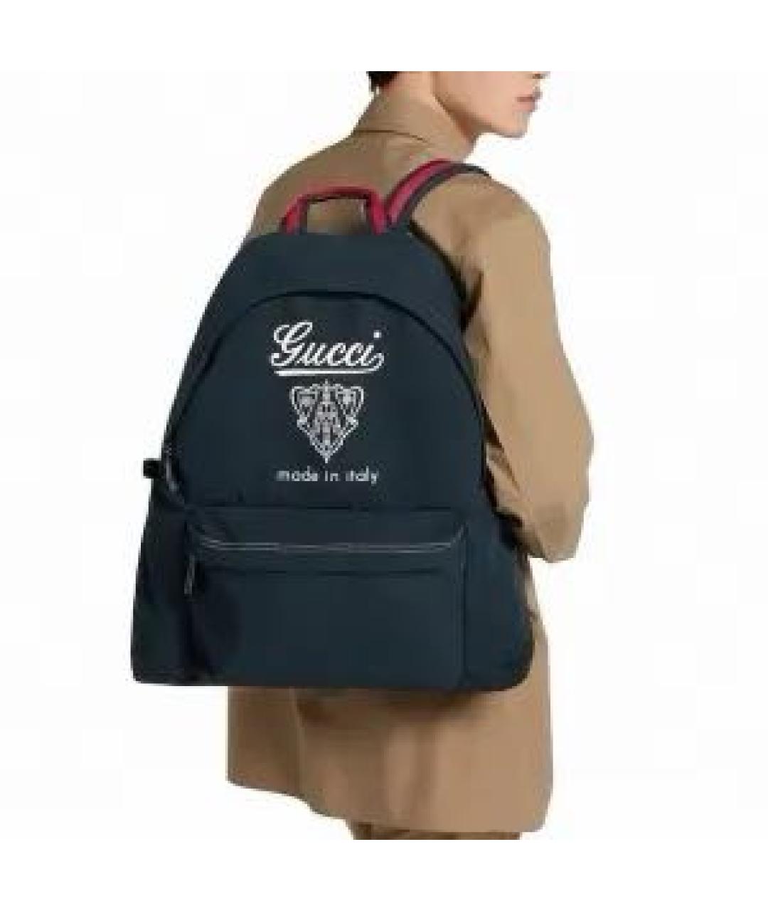 GUCCI Темно-синий тканевый рюкзак, фото 2