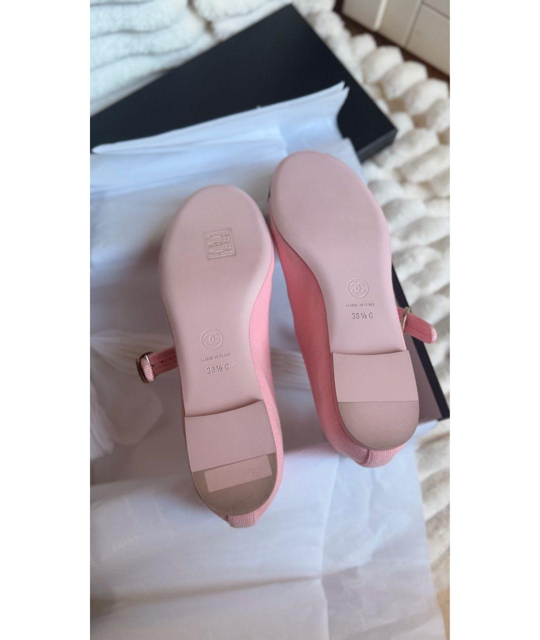 CHANEL Розовые текстильные балетки, фото 4