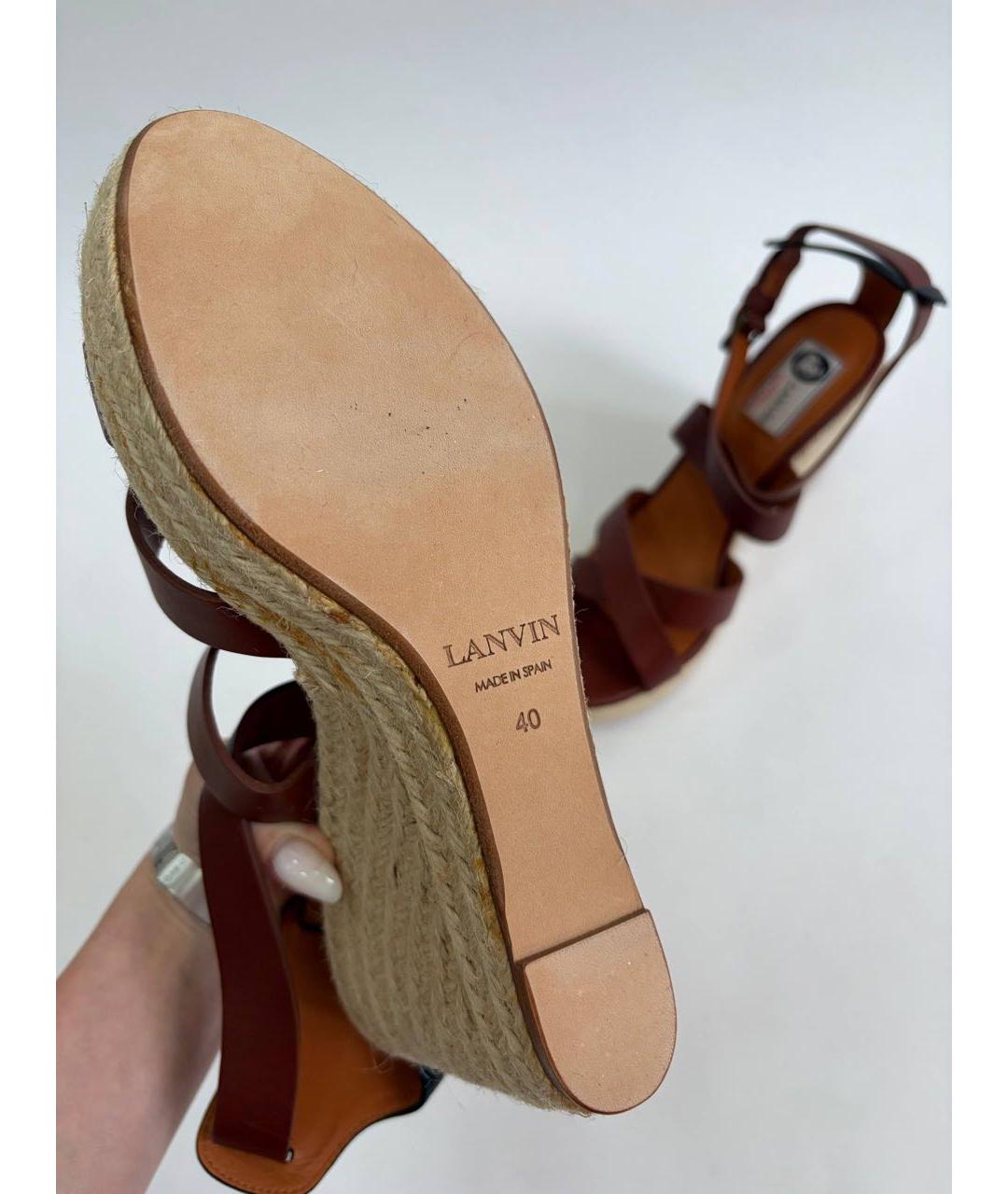 LANVIN Коричневые кожаные босоножки, фото 5