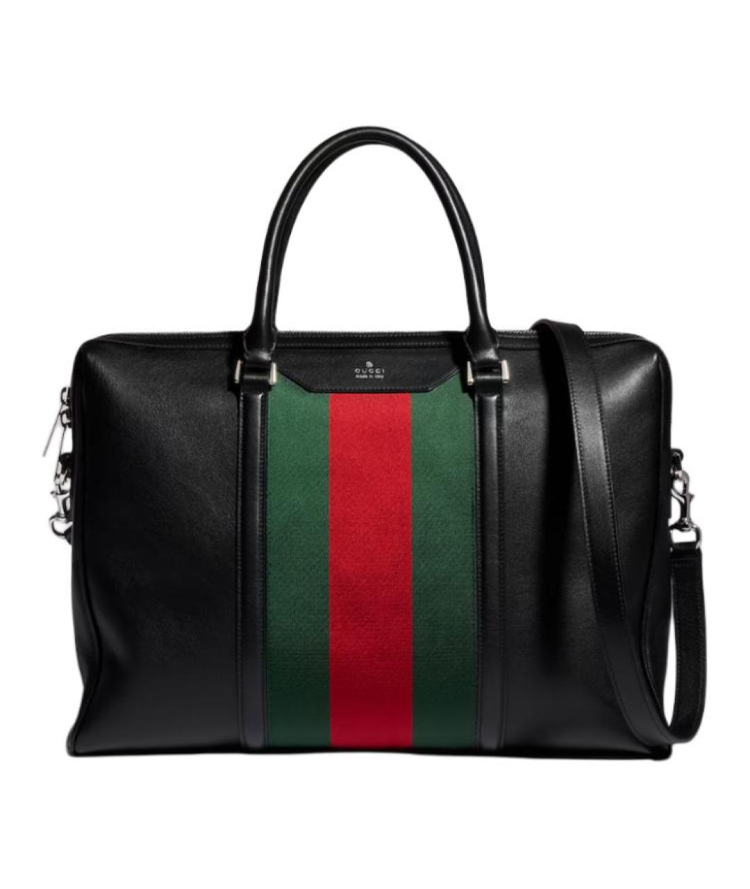 GUCCI Черный кожаный портфель, фото 2