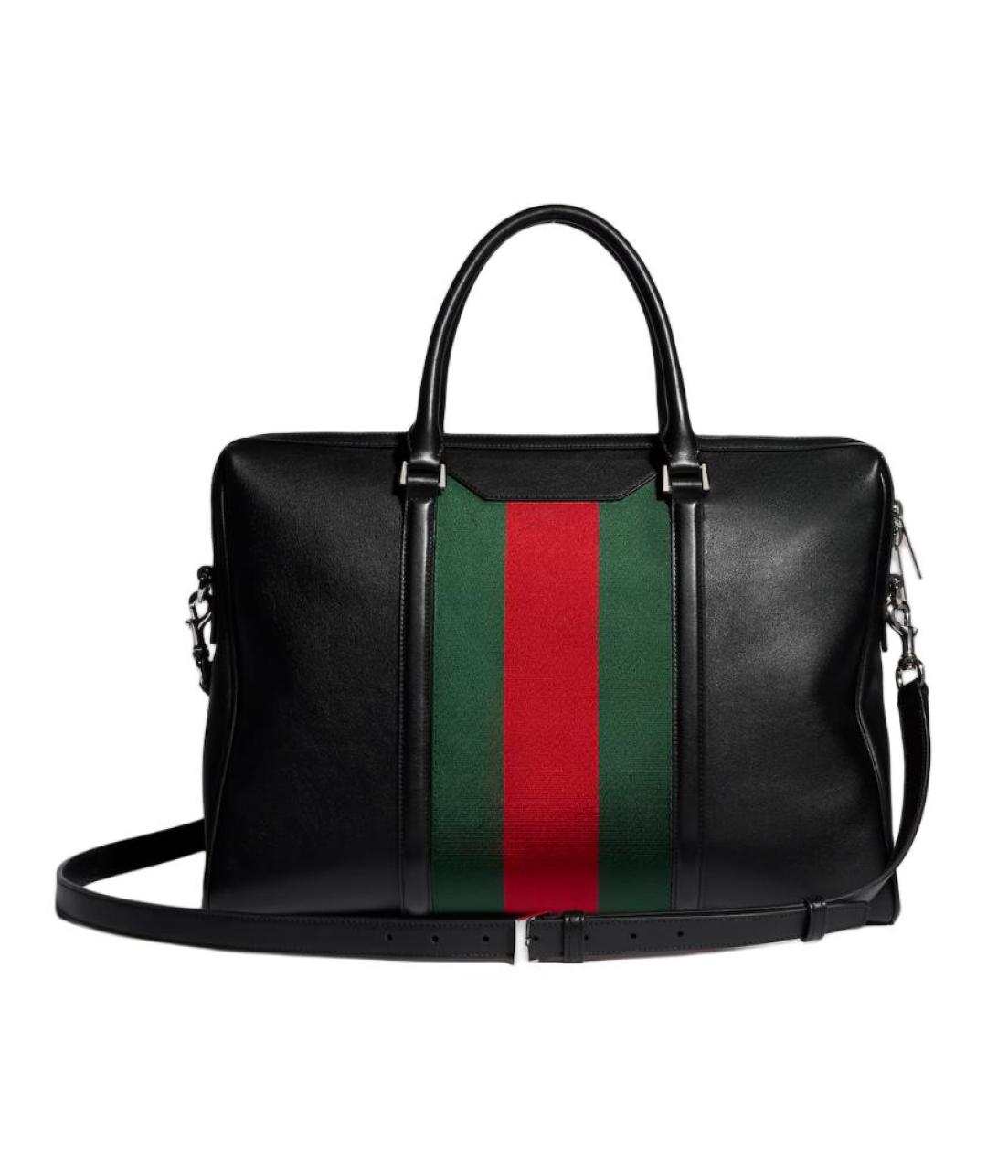 GUCCI Черный кожаный портфель, фото 5