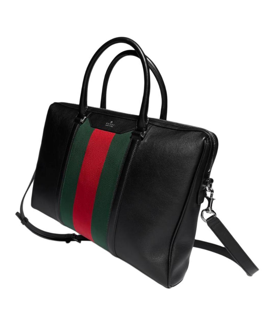 GUCCI Черный кожаный портфель, фото 3