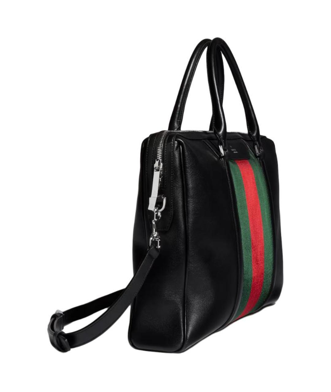 GUCCI Черный кожаный портфель, фото 4