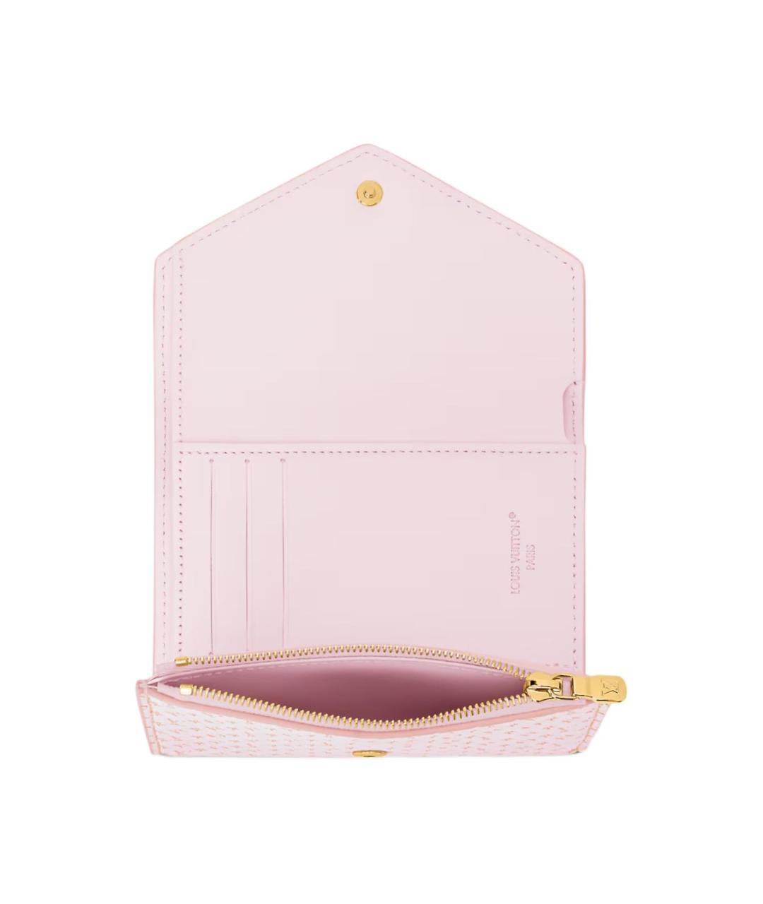 LOUIS VUITTON Розовый кожаный кошелек, фото 4