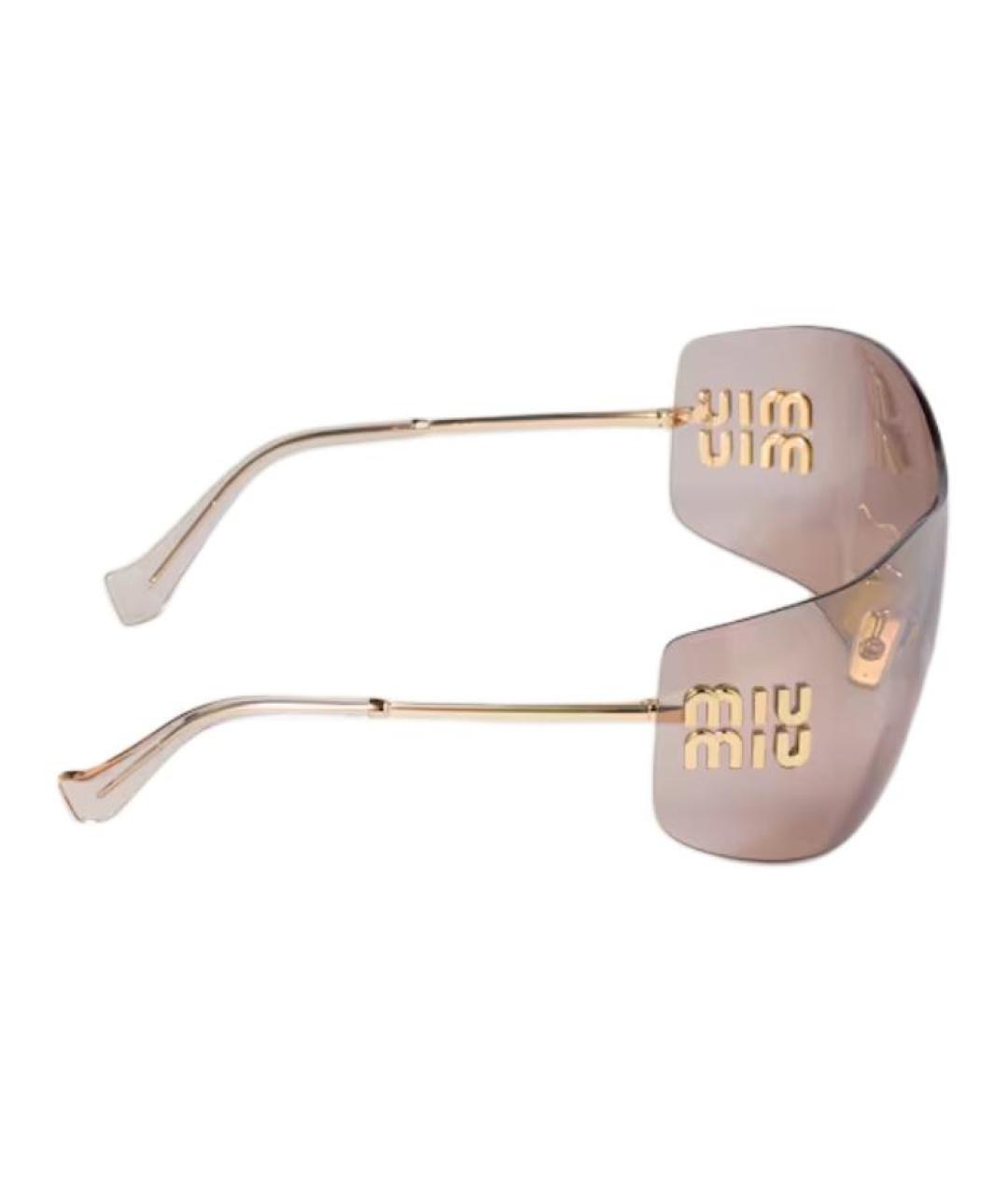 MIU MIU Золотые металлические солнцезащитные очки, фото 3