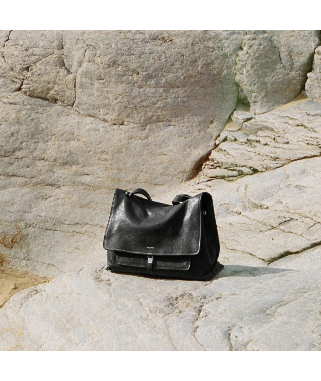 SONGMONT Черная кожаная сумка через плечо, фото 3