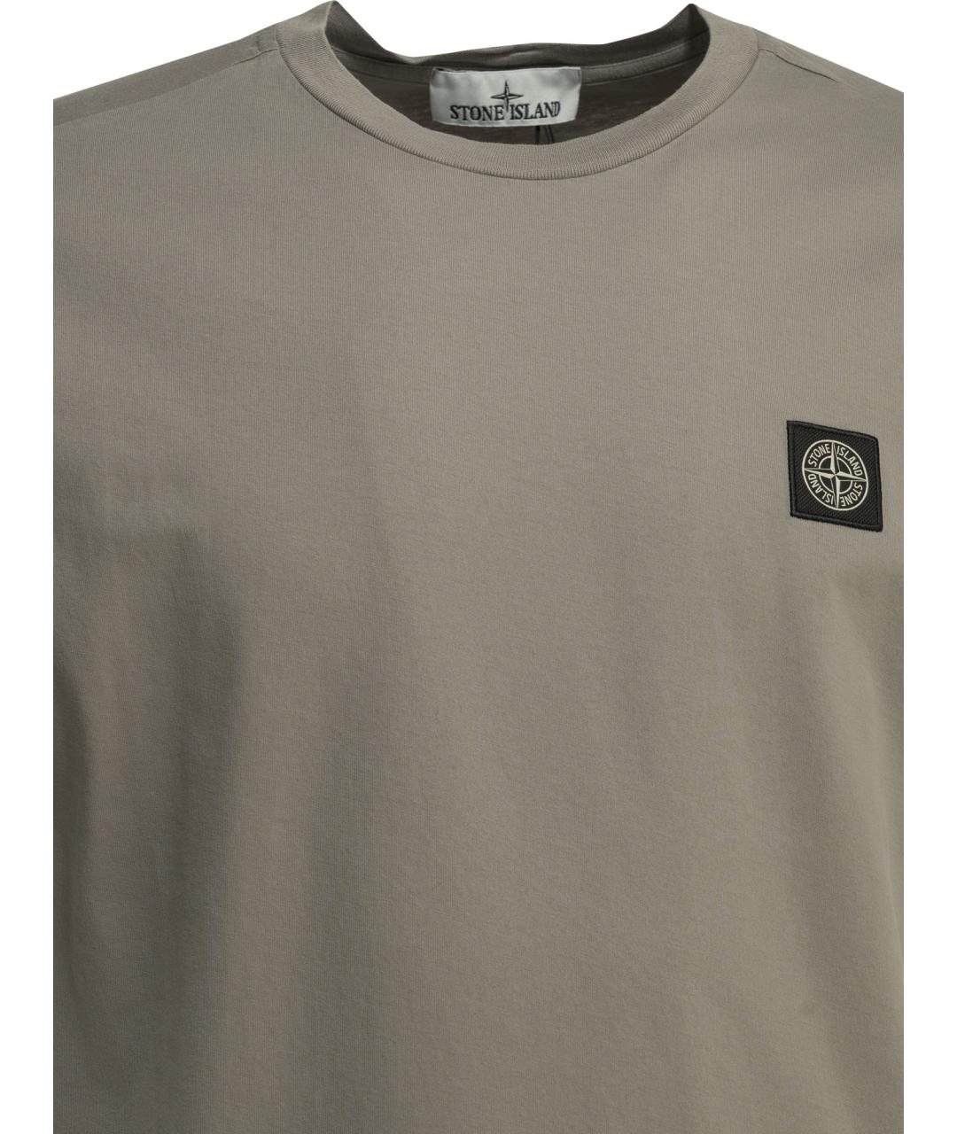 STONE ISLAND Серая хлопковая футболка, фото 3