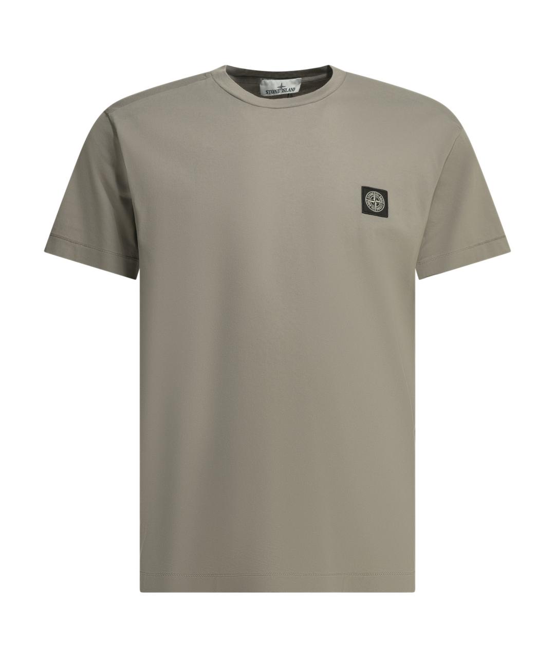 STONE ISLAND Серая хлопковая футболка, фото 1