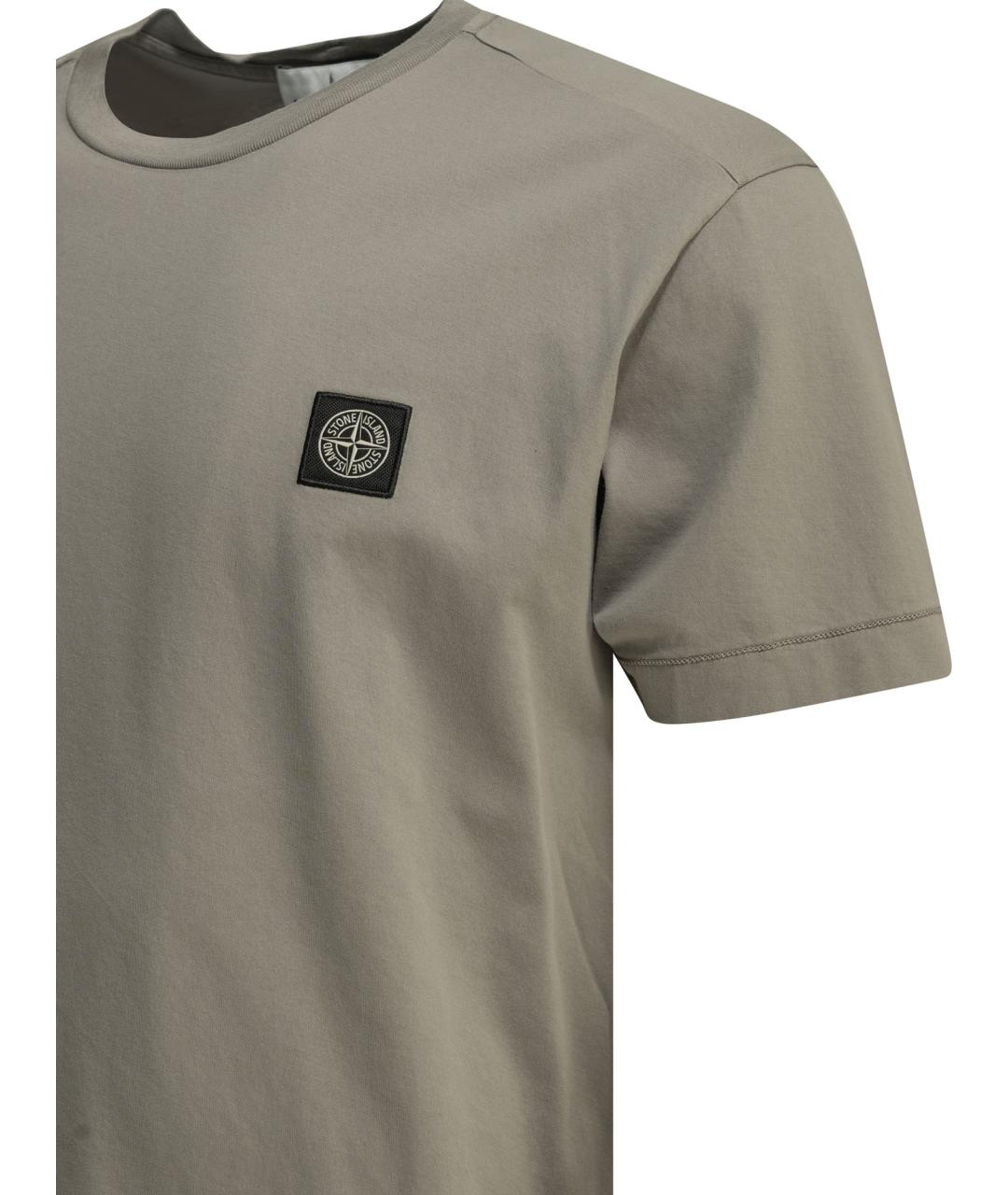 STONE ISLAND Серая хлопковая футболка, фото 4