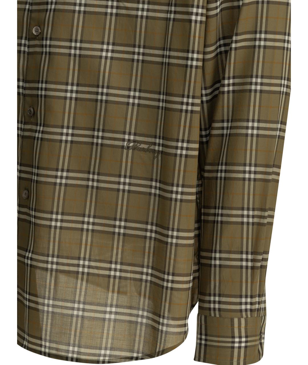 BURBERRY Зеленая хлопковая кэжуал рубашка, фото 4