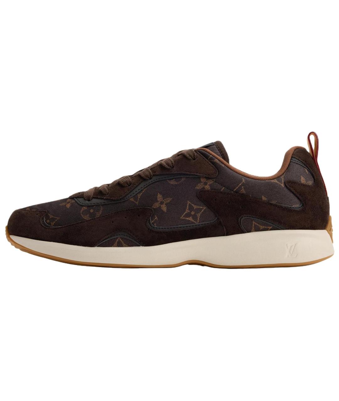 LOUIS VUITTON Коричневые кожаные низкие кроссовки / кеды, фото 2