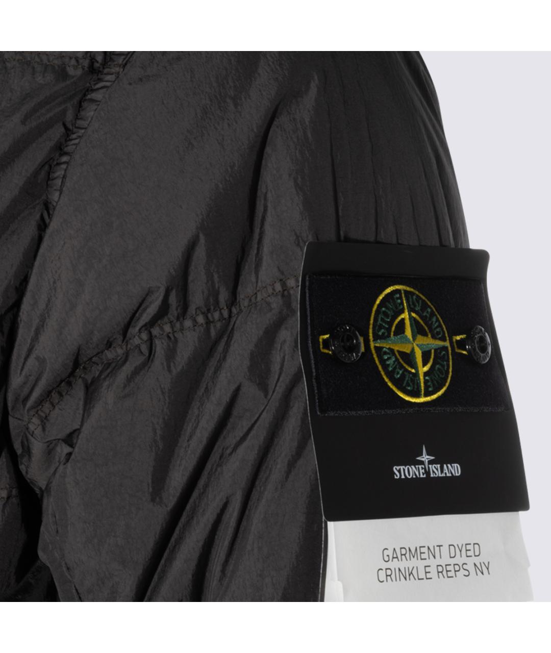 STONE ISLAND Серый полиамидовый пуховик, фото 3