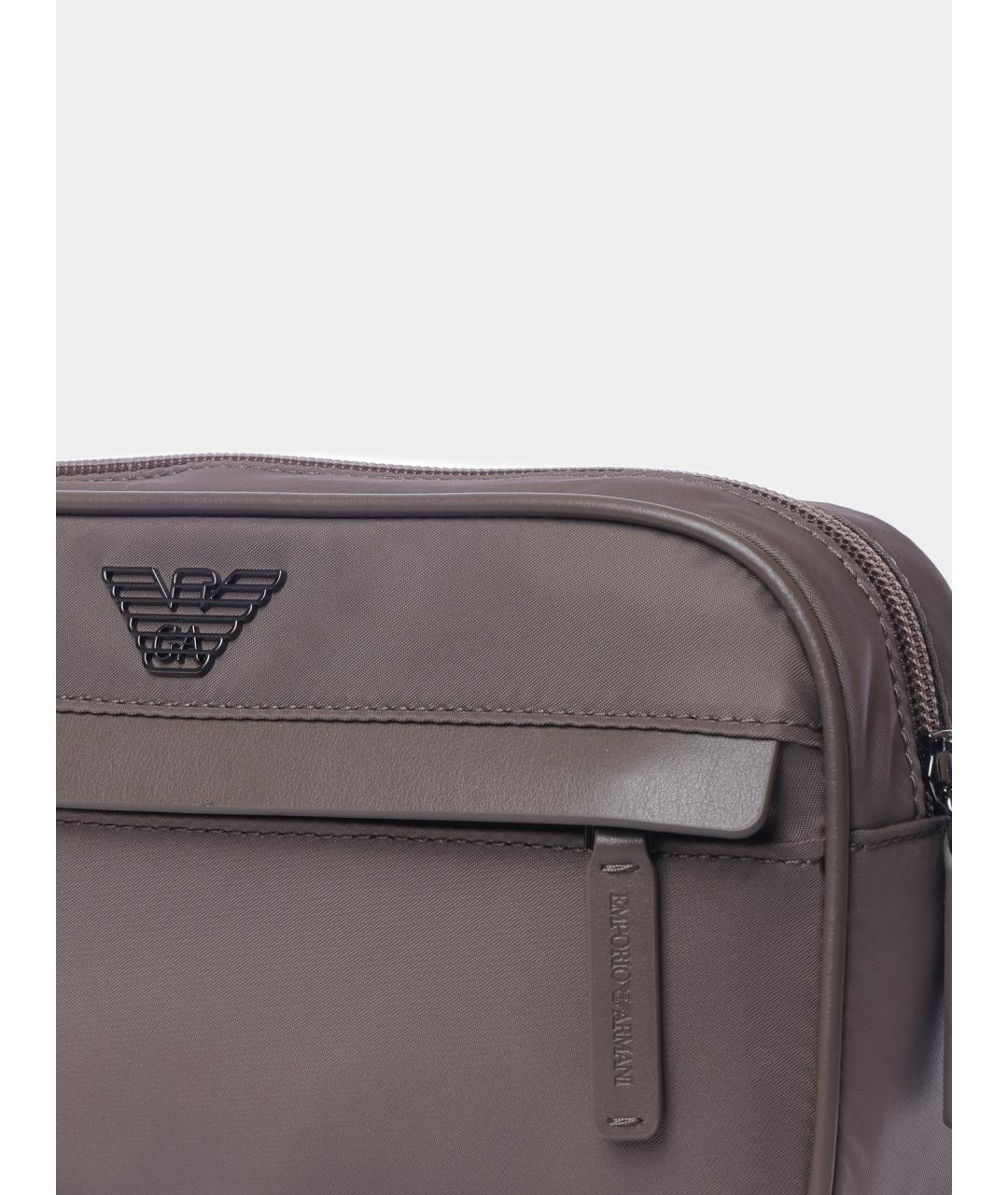 EMPORIO ARMANI Коричневая нейлоновая барсетка, фото 3