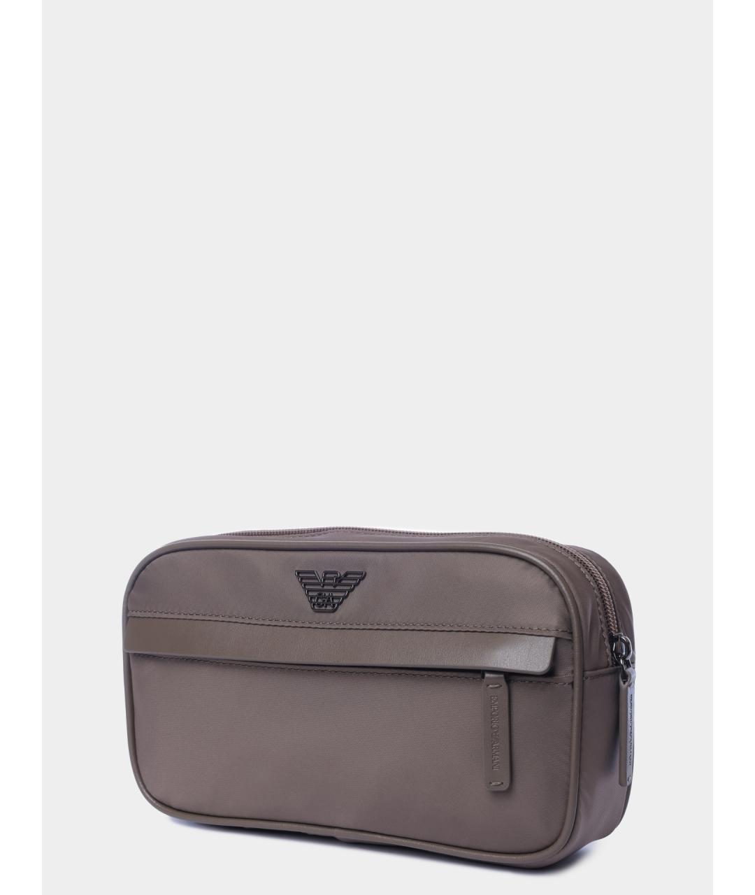 EMPORIO ARMANI Коричневая нейлоновая барсетка, фото 2