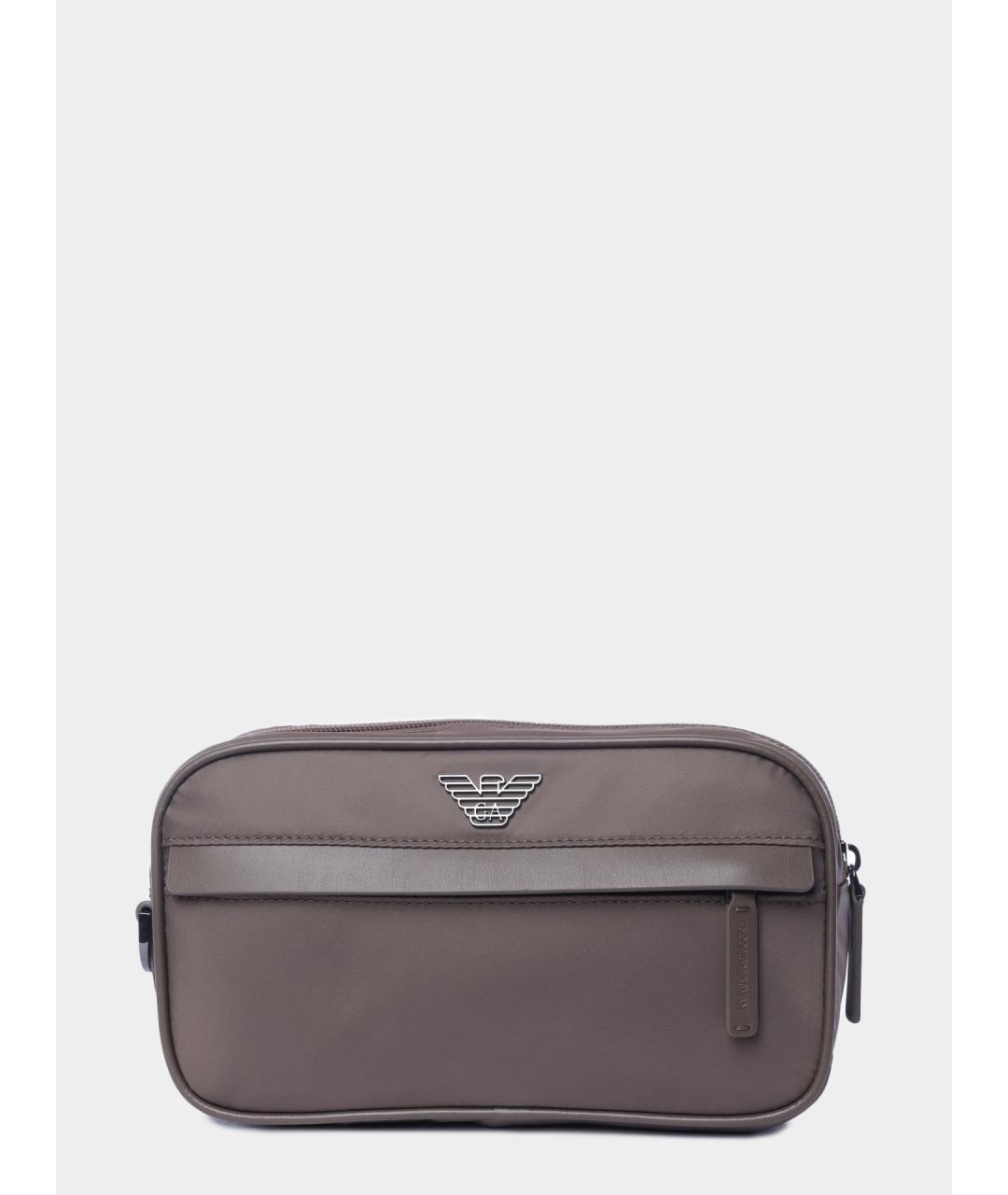 EMPORIO ARMANI Коричневая нейлоновая барсетка, фото 6