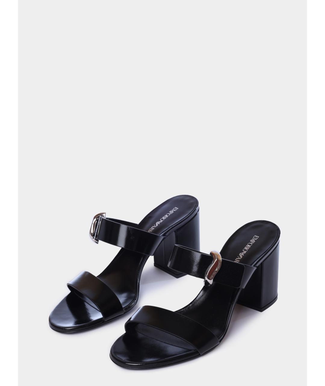 EMPORIO ARMANI Черные кожаные мюли, фото 2