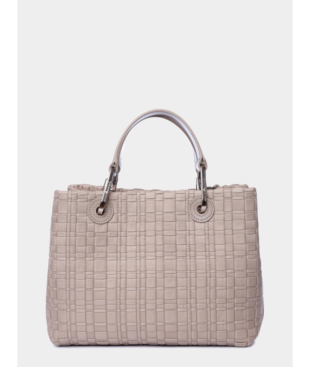 EMPORIO ARMANI Бежевая тканевая сумка с короткими ручками, фото 5