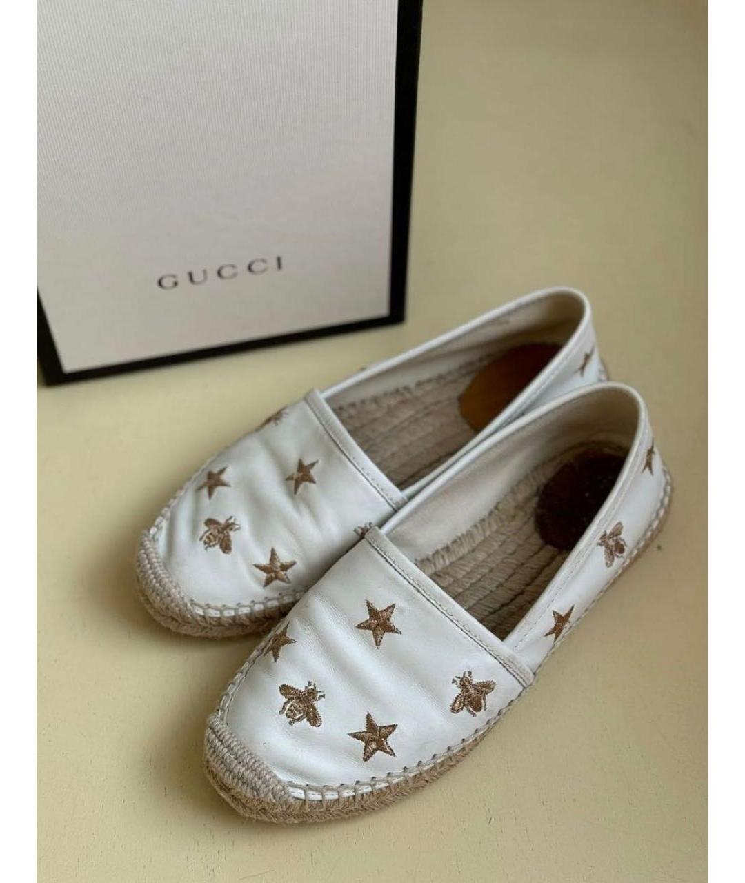 GUCCI Белые кожаные эспадрильи, фото 5