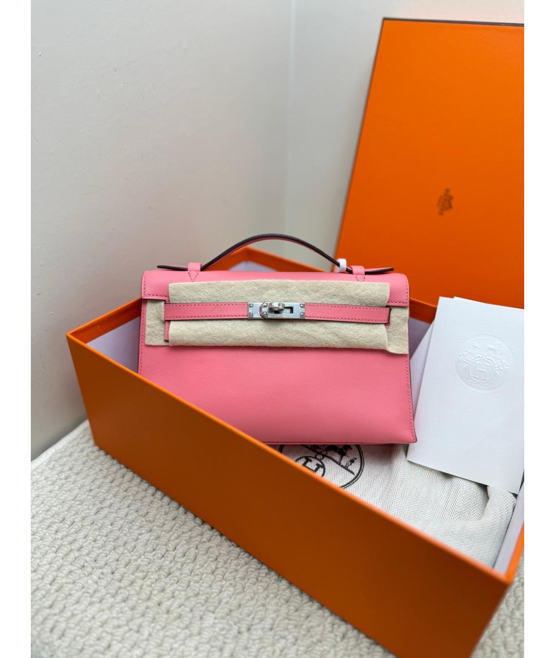 HERMES Розовая кожаная сумка тоут, фото 2