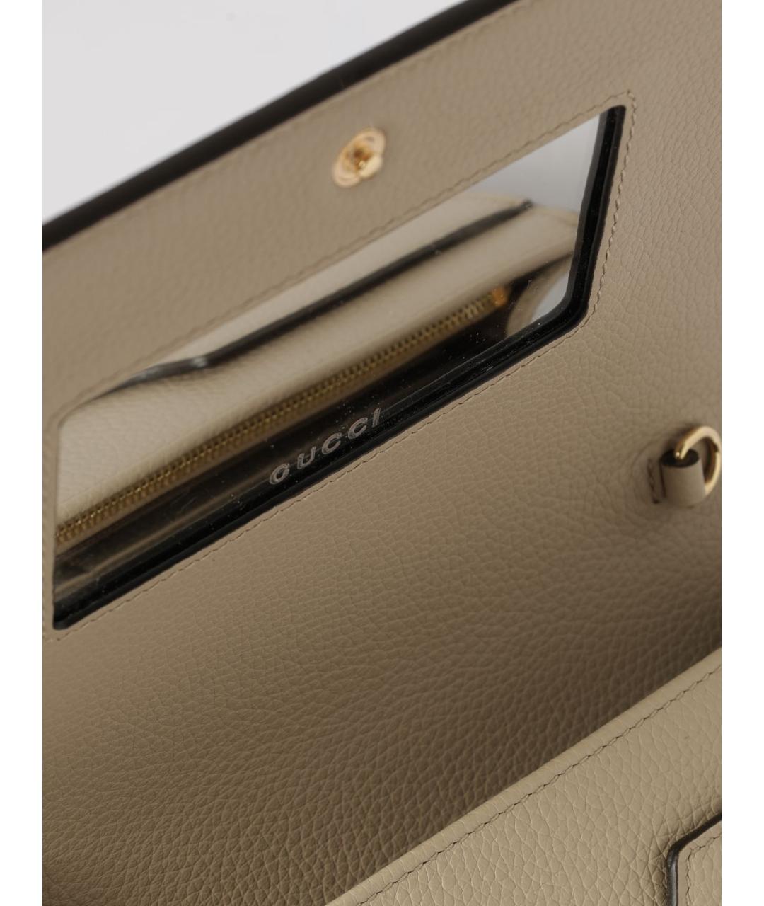 GUCCI Бежевая кожаная сумка через плечо, фото 3