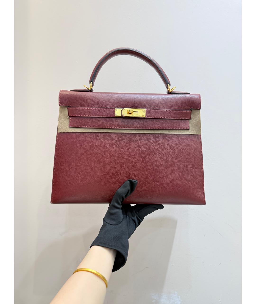 HERMES Красная кожаная сумка тоут, фото 2