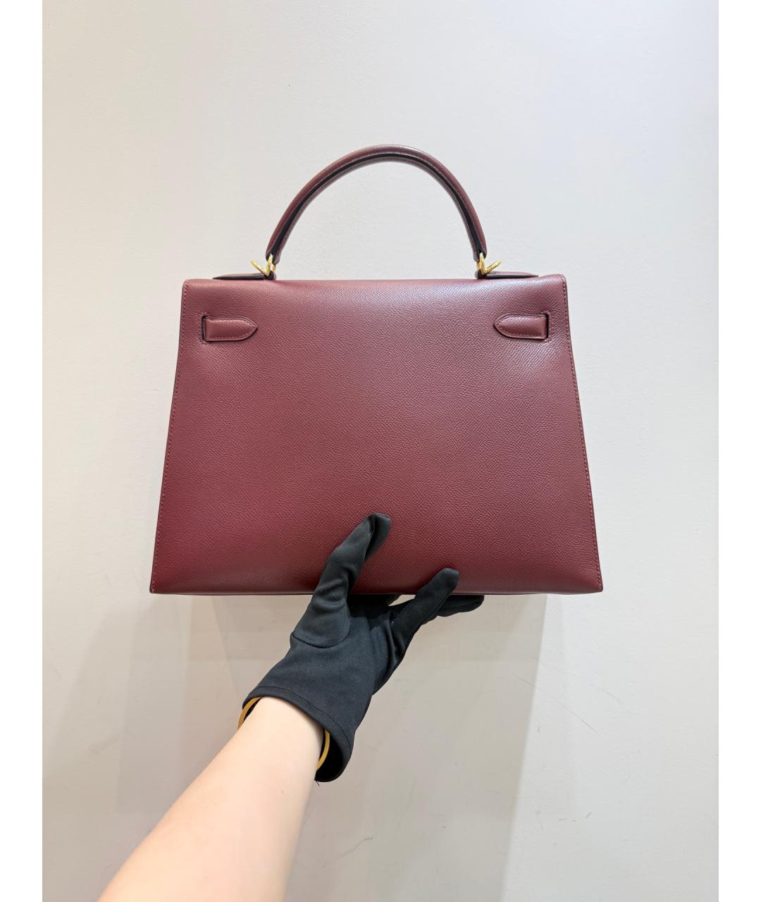 HERMES Красная кожаная сумка тоут, фото 3