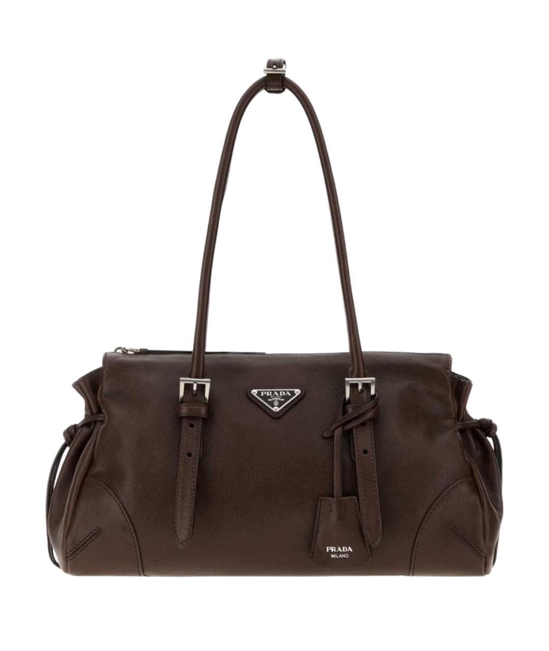 PRADA Коричневая кожаная сумка через плечо, фото 1