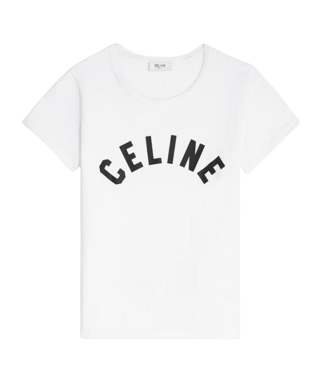 CELINE Белая хлопко-эластановая футболка, фото 1