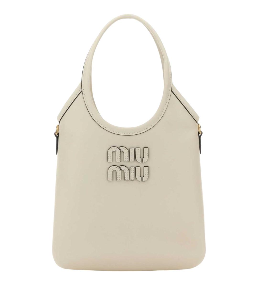 MIU MIU Белая кожаная сумка с короткими ручками, фото 1