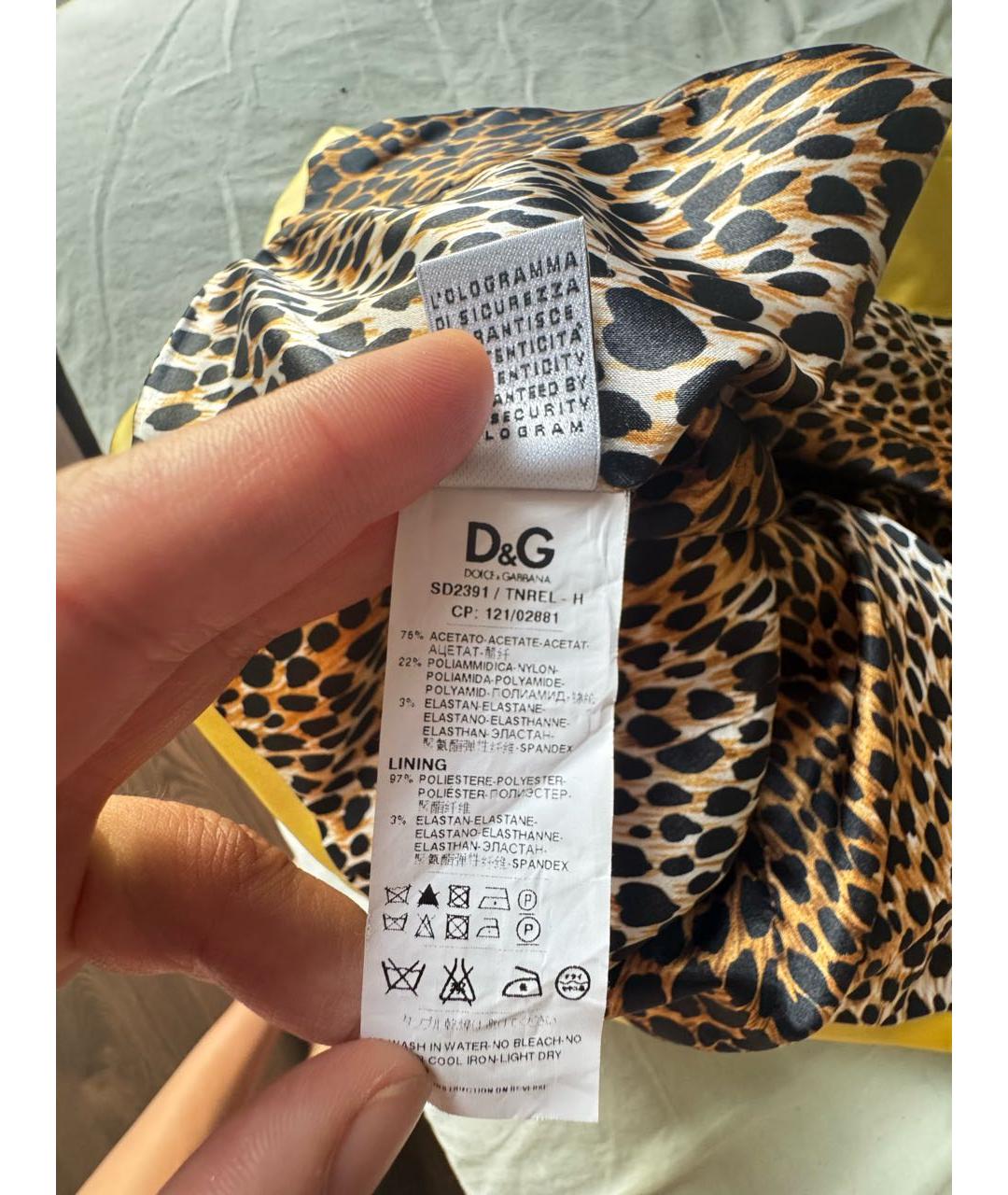 DOLCE&GABBANA Желтое полиэстеровое коктейльное платье, фото 8