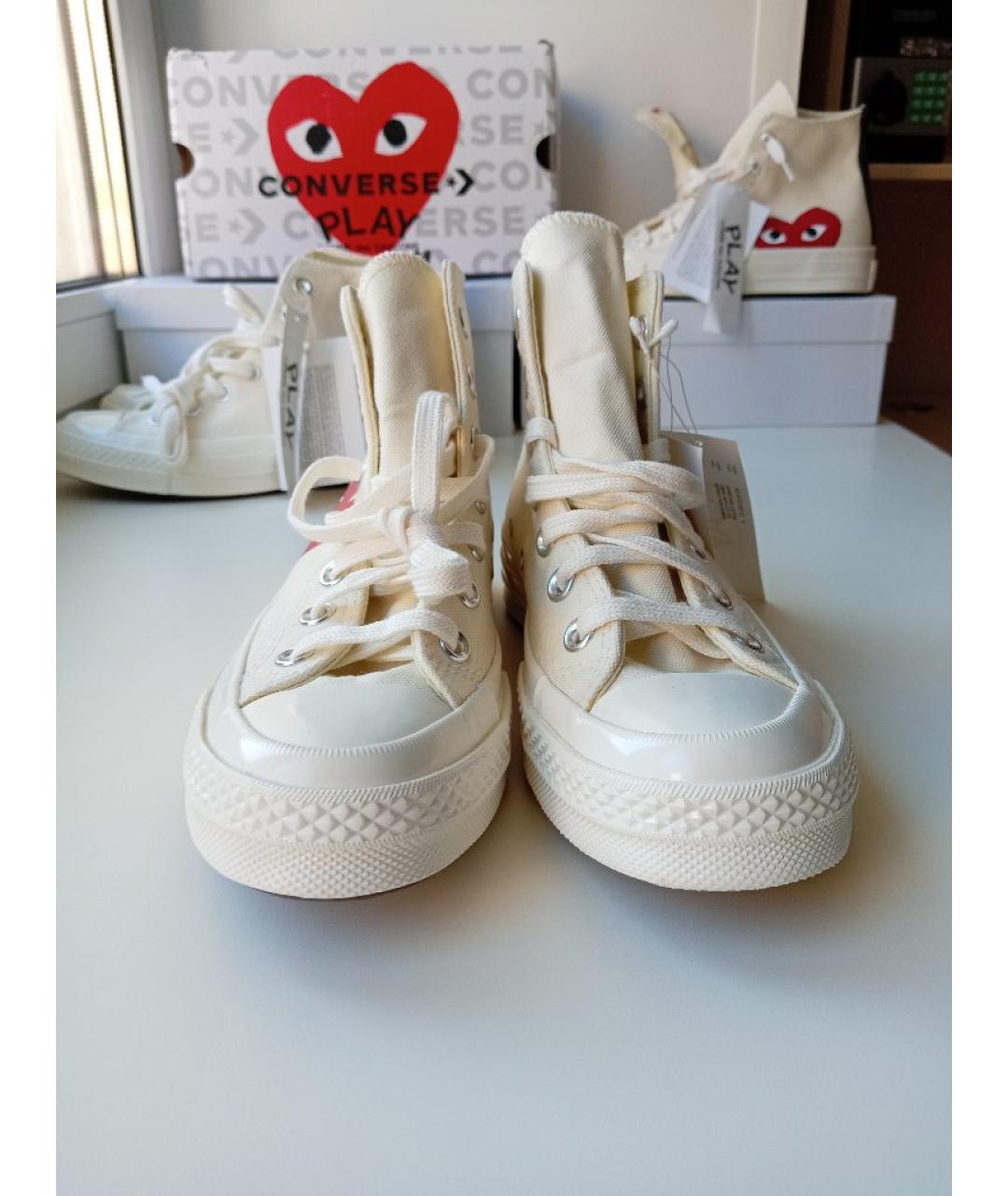 COMME DES GARÇONS PLAY Бежевые текстильные кеды, фото 2