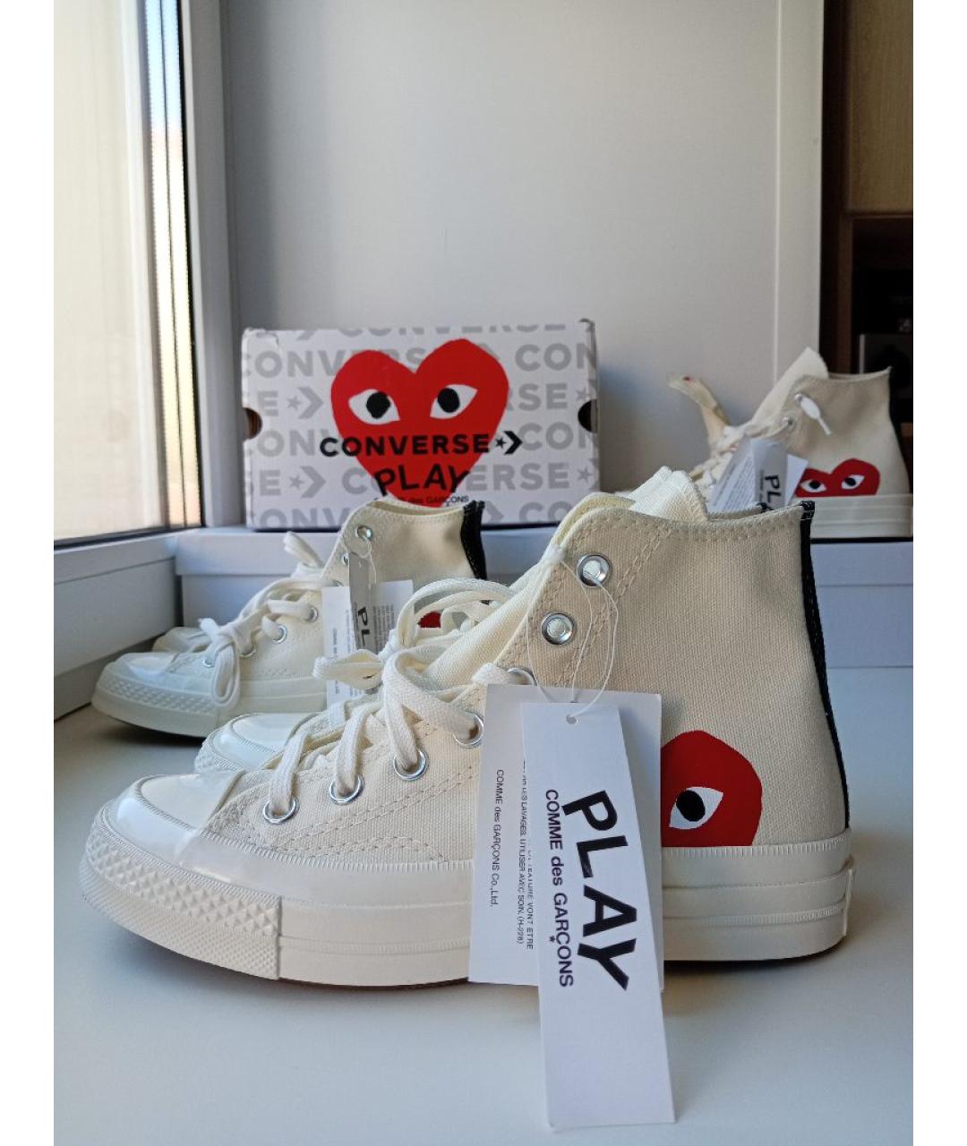 COMME DES GARÇONS PLAY Бежевые текстильные кеды, фото 7