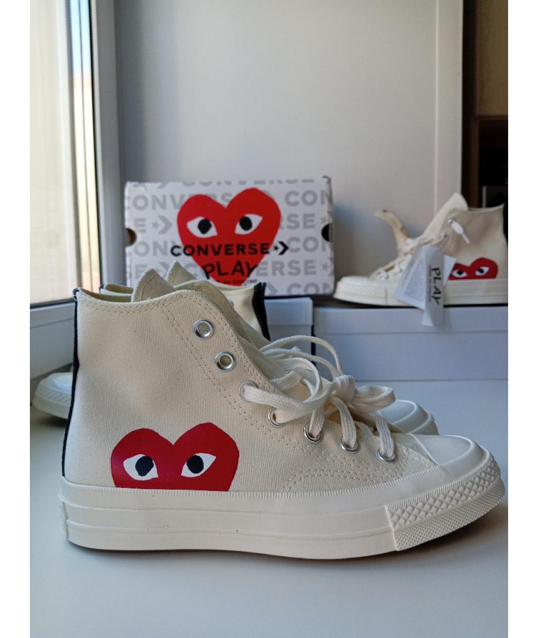 COMME DES GARÇONS PLAY Бежевые текстильные кеды, фото 10
