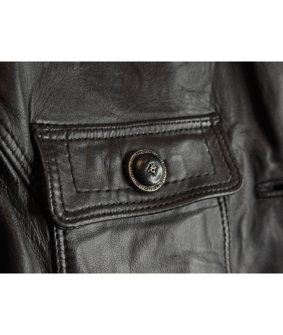 VERSACE Черная кожаная куртка, фото 7